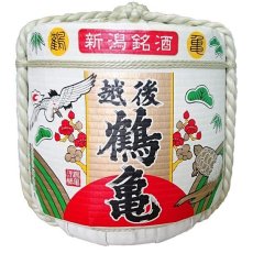 画像1: 飾り樽 越後鶴亀 4斗樽 72Lsize ディスプレイ樽 Japanese sake decorative barrel 樽酒 海外発送 (1)