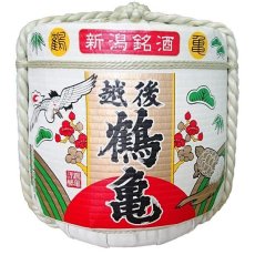 画像1: 飾り樽 越後鶴亀 2斗樽 36Lsize ディスプレイ樽 Japanese sake decorative barrel 樽酒 海外発送 (1)