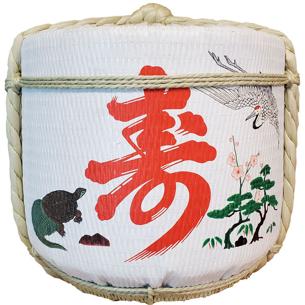 画像1: 飾り樽 寿鶴亀 1斗樽 18Lsize ディスプレイ樽 Japanese sake decorative barrel 樽酒 海外発送 (1)